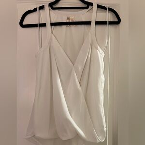Japna White V-Neck Wrap Draped Sleeveless Tank Top Size S
